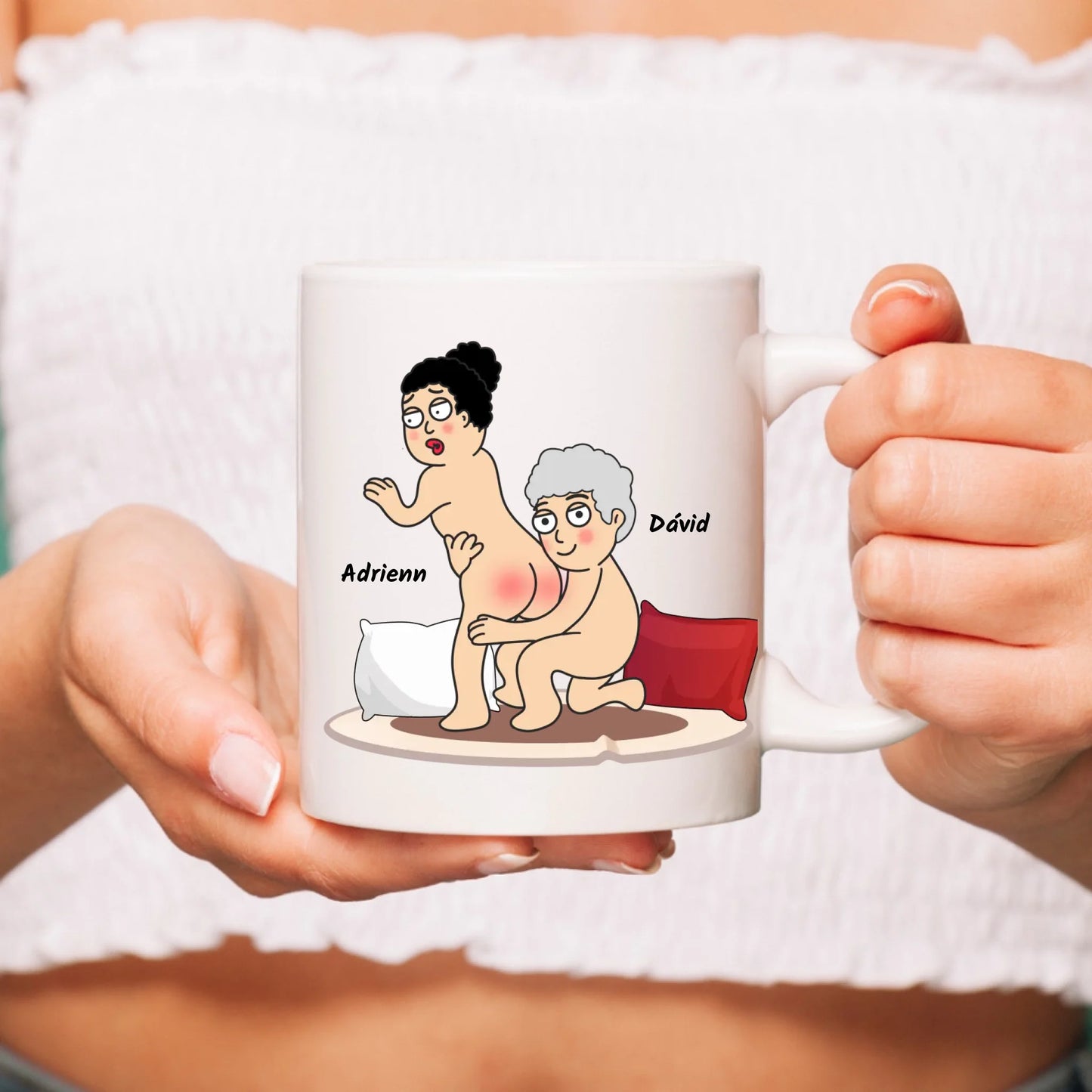 Egyedi - imádlak és minden porcikádat imádom, különösen a fenekedet - bögre