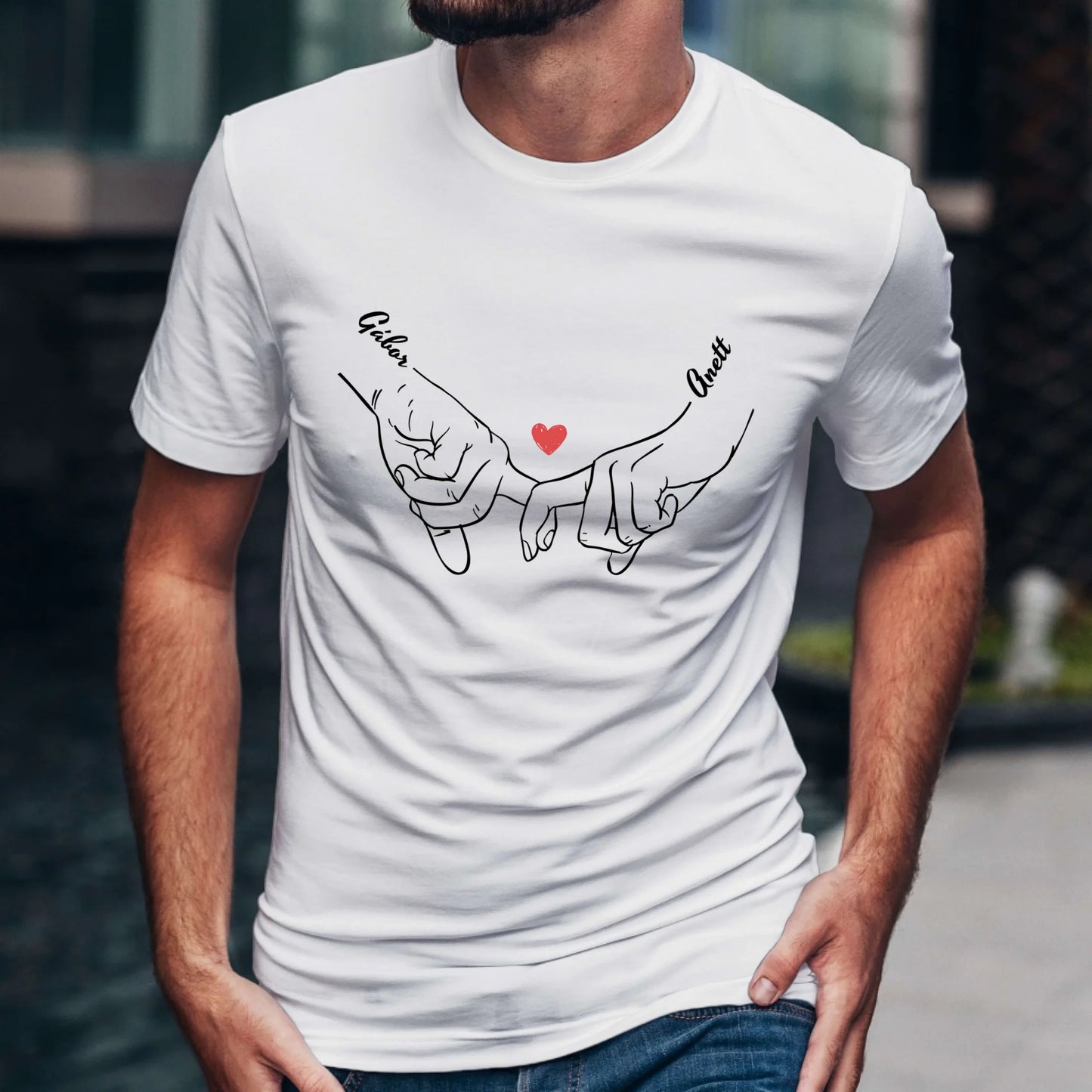 Egyedi neves szíves Couple hands póló - férfi, női
