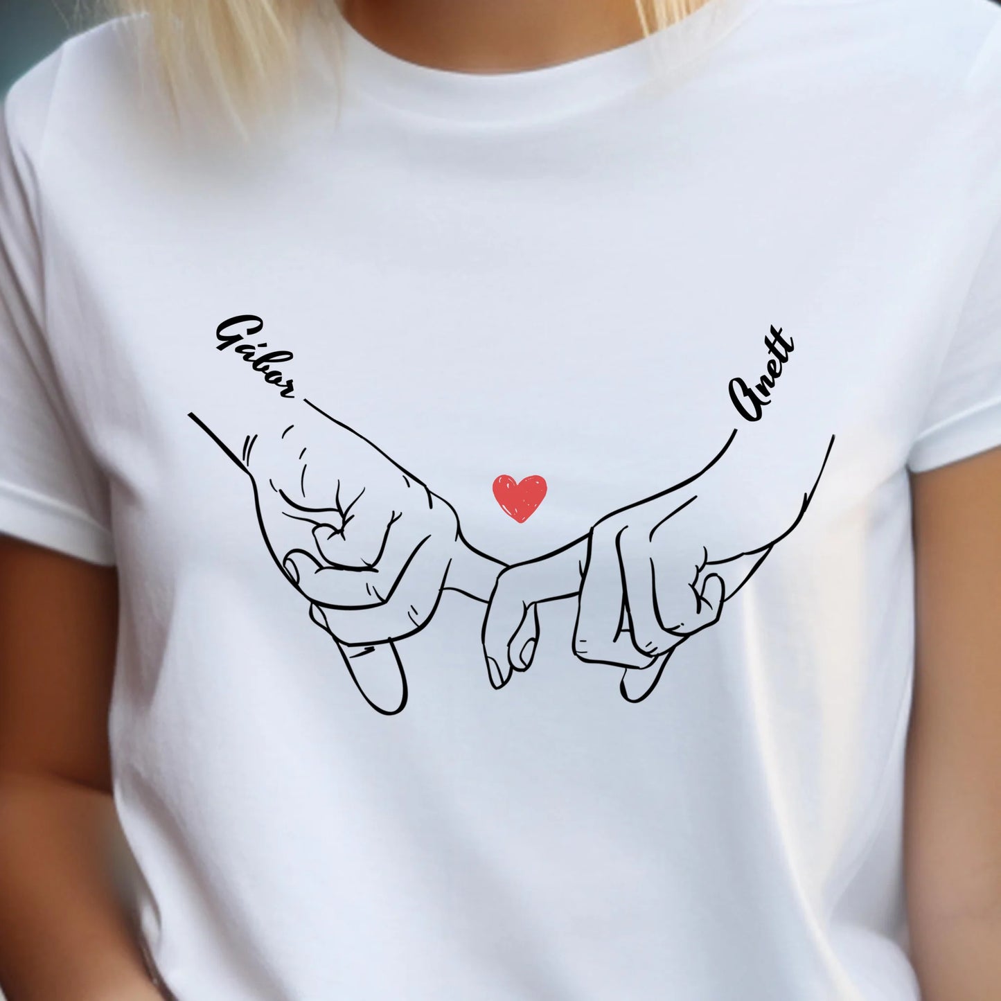 Egyedi neves szíves Couple hands póló - férfi, női