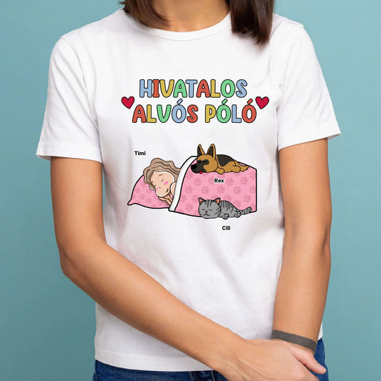 Hivatalos alvós póló egyedi gazdi és házi kedvenc macskával és kutyussal póló - női, férfi