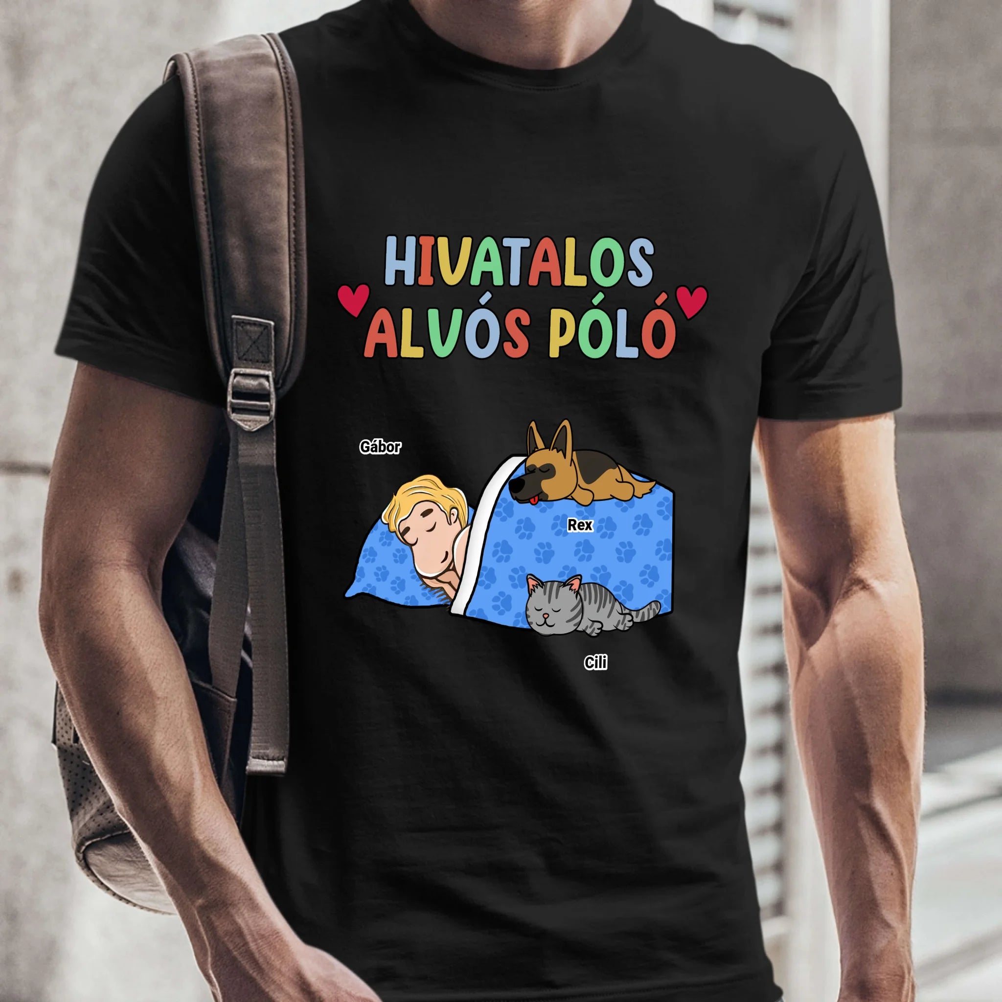 Hivatalos alvós póló egyedi gazdi és házi kedvenc macskával és kutyussal póló - női, férfi
