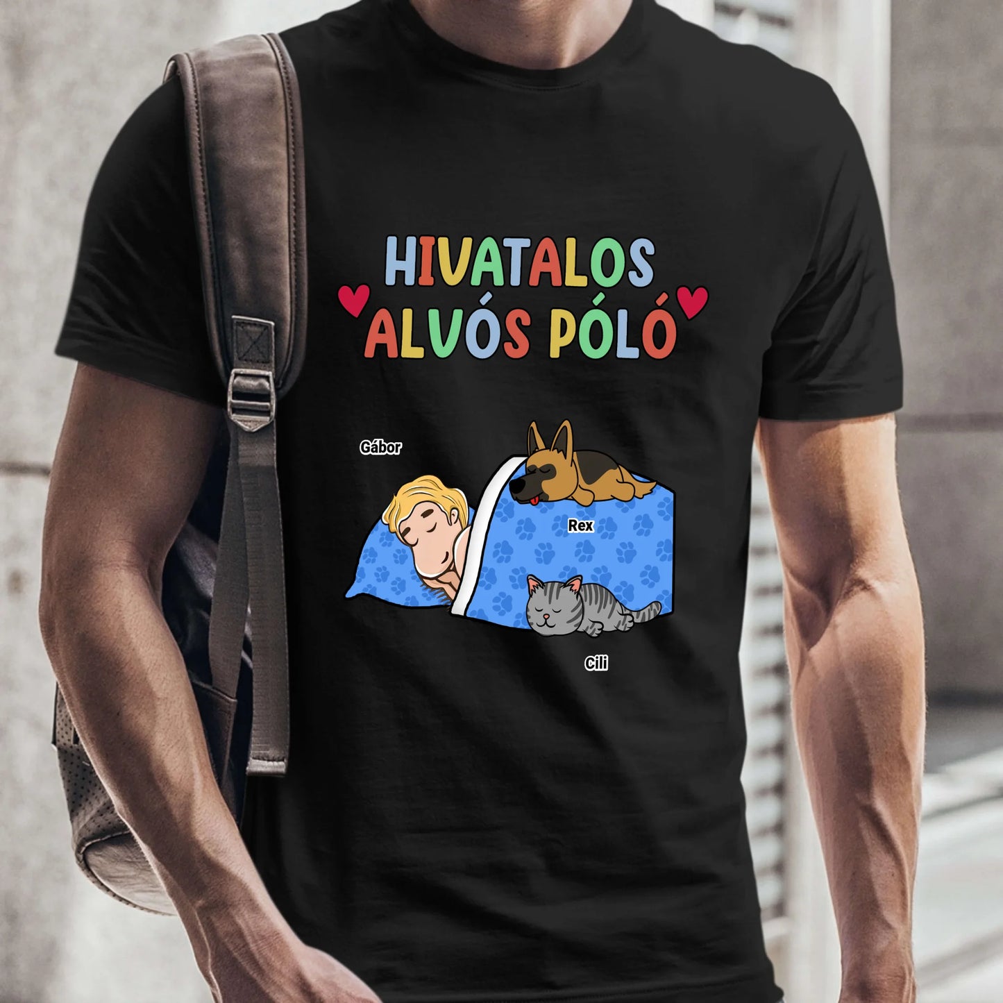 Hivatalos alvós póló egyedi gazdi és házi kedvenc macskával és kutyussal póló - női, férfi