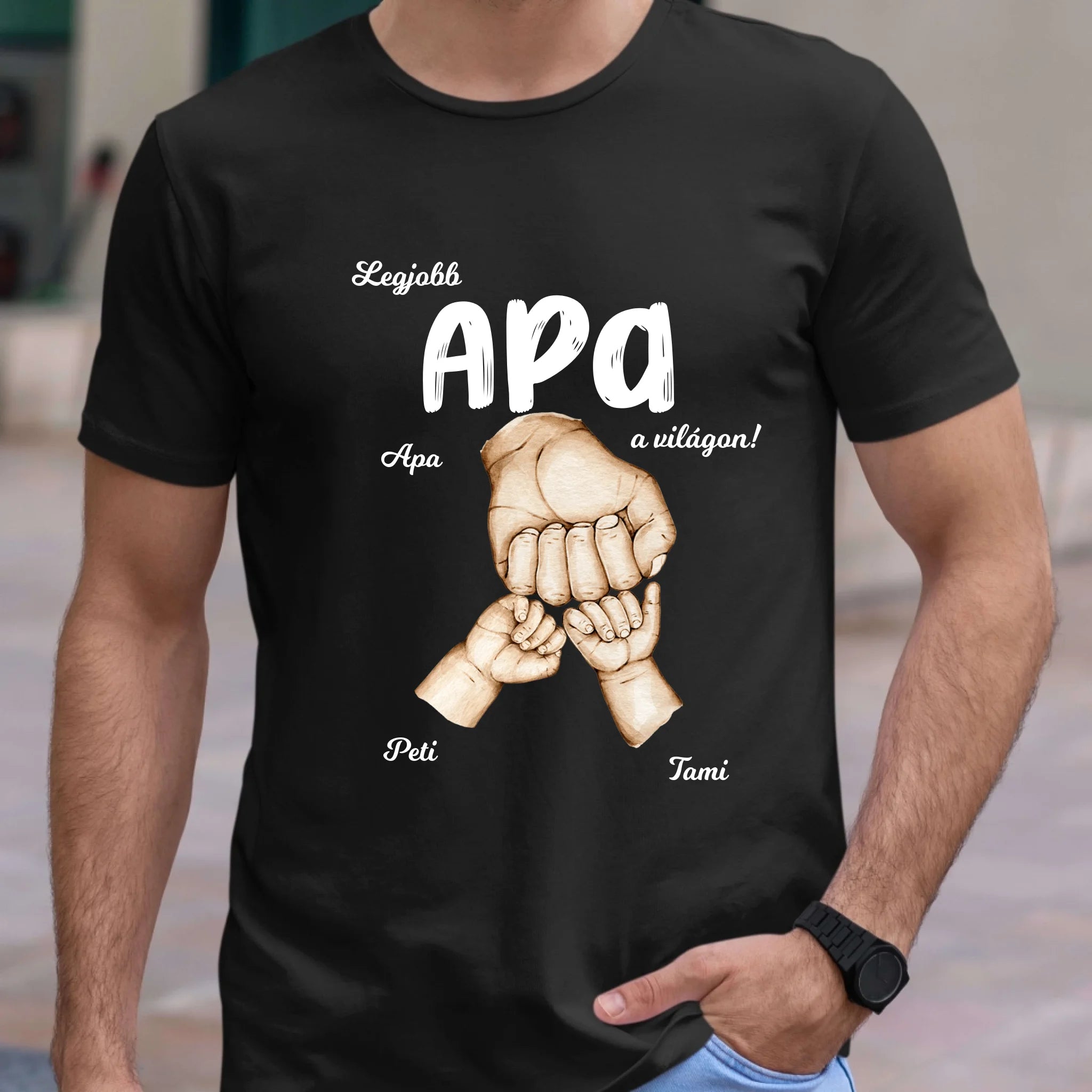 Legjobb Apa a világon ökölpacsi akár 5 gyerekkel póló - férfi