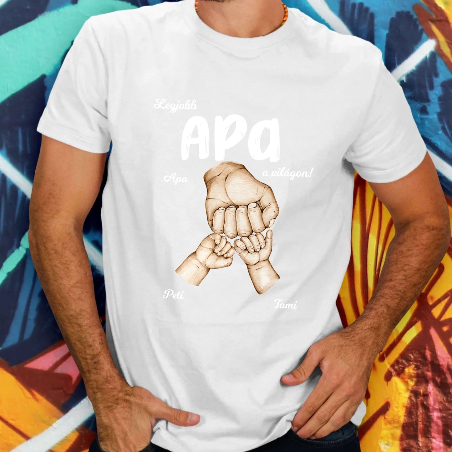 Legjobb Apa a világon ökölpacsi akár 5 gyerekkel póló - férfi