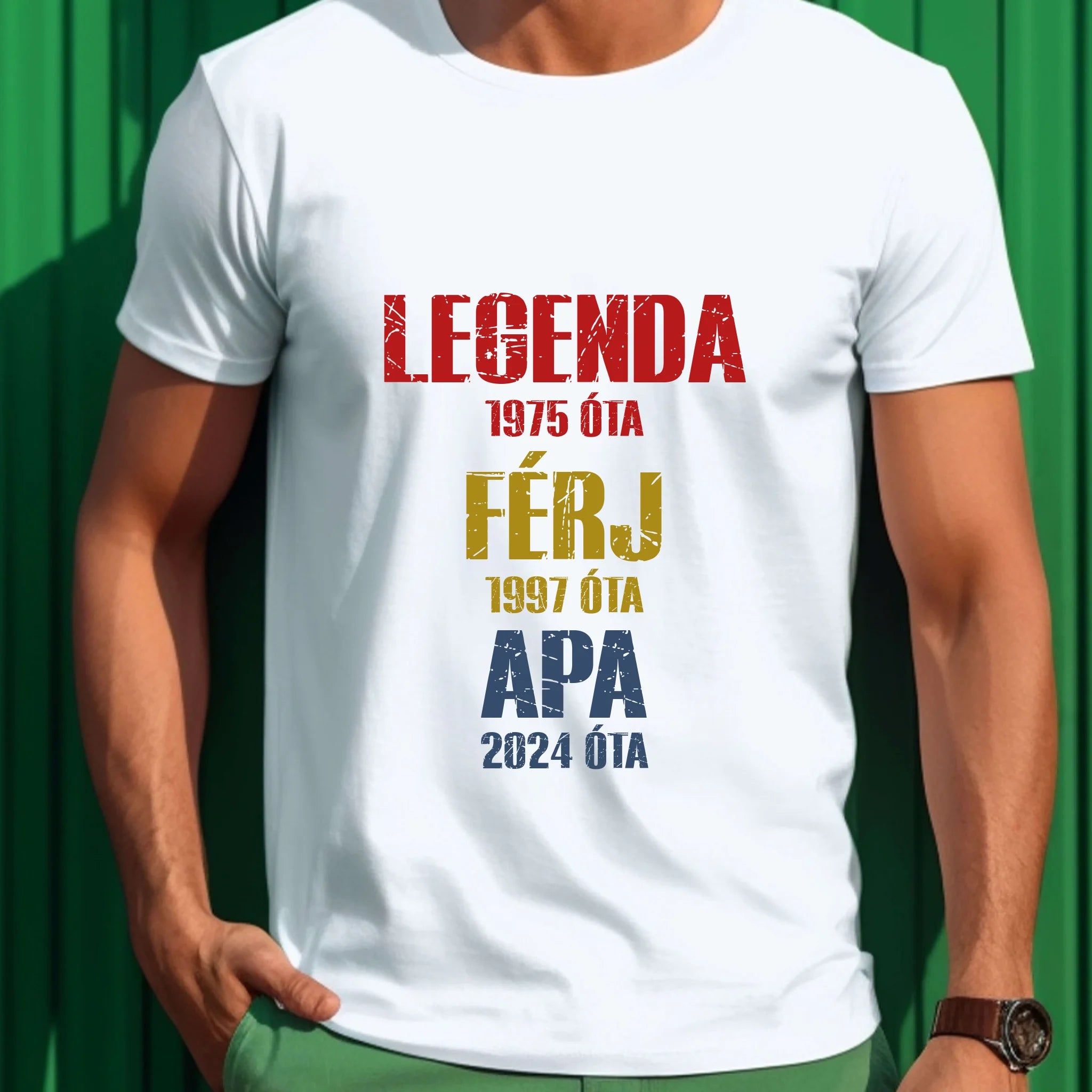 Legenda, férj, apa, nagyapa saját dátummal férfi póló