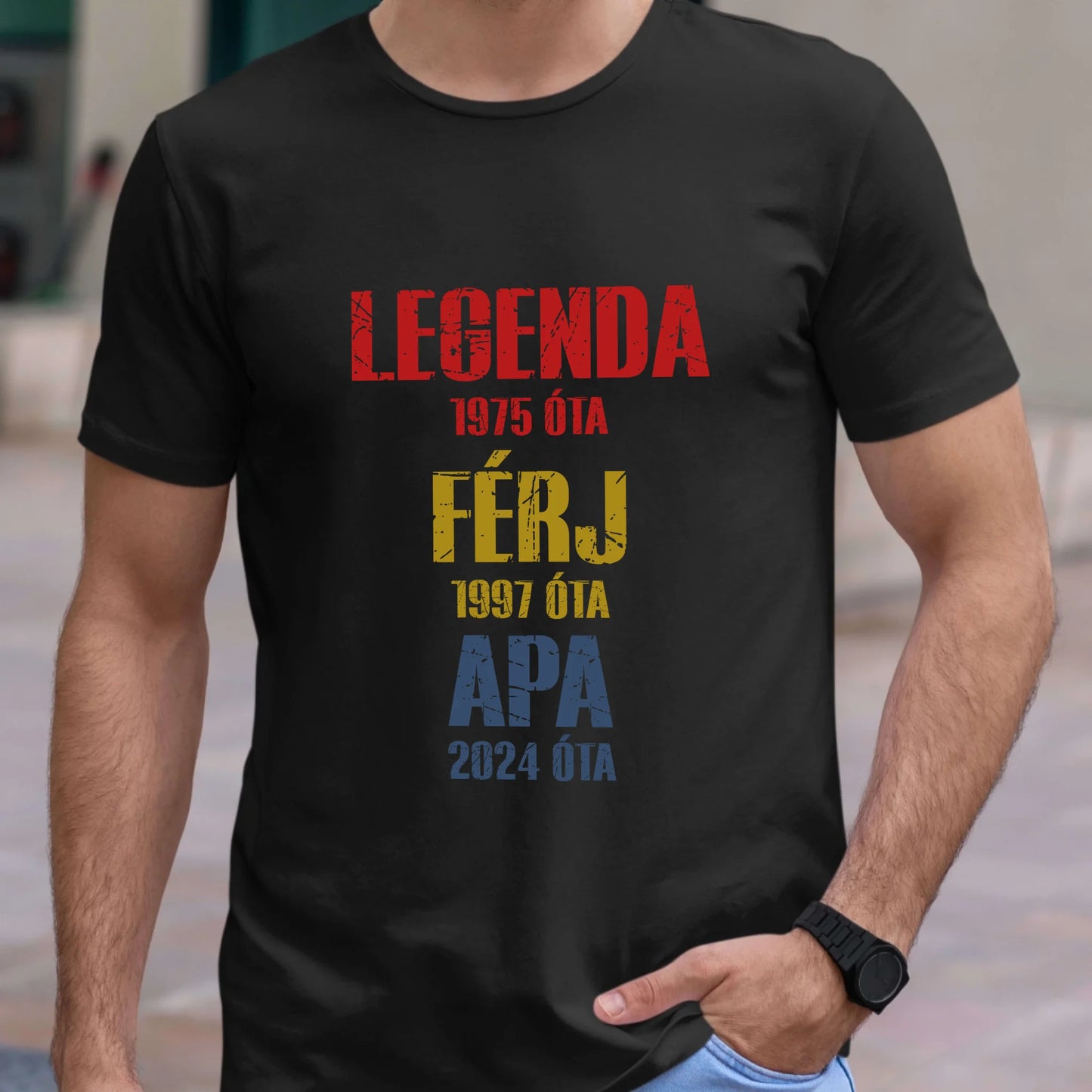 Legenda, férj, apa, nagyapa saját dátummal férfi póló