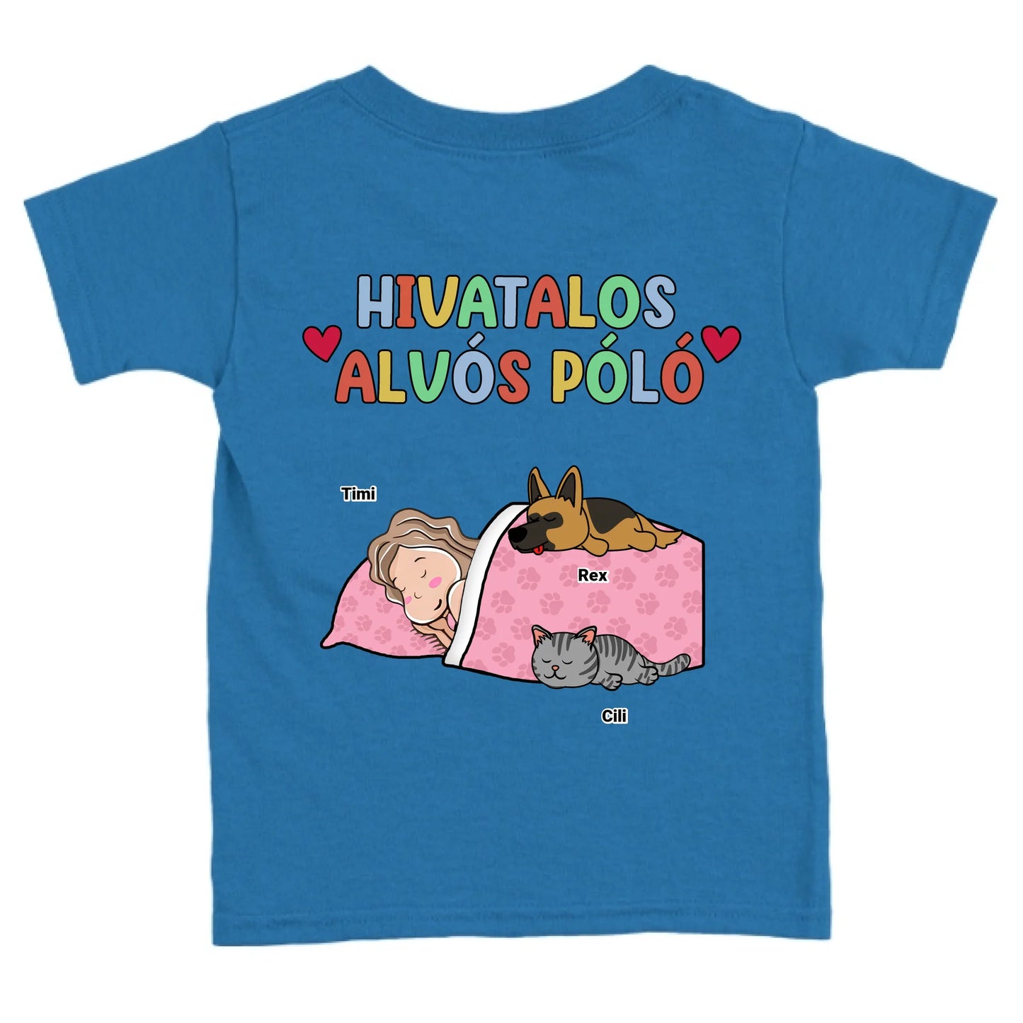 Hivatalos alvós póló egyedi gazdi és házi kedvenc macskával és kutyussal póló - gyerek póló