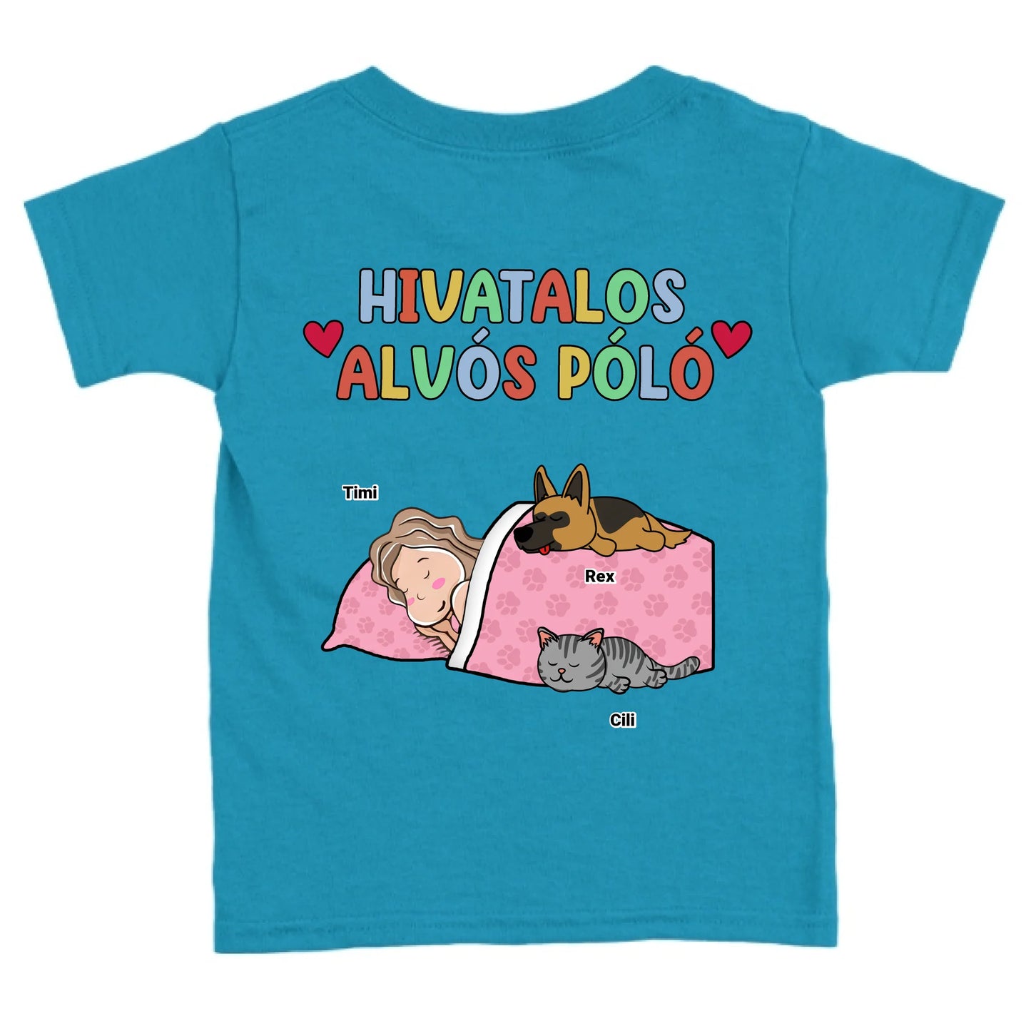 Hivatalos alvós póló egyedi gazdi és házi kedvenc macskával és kutyussal póló - gyerek póló