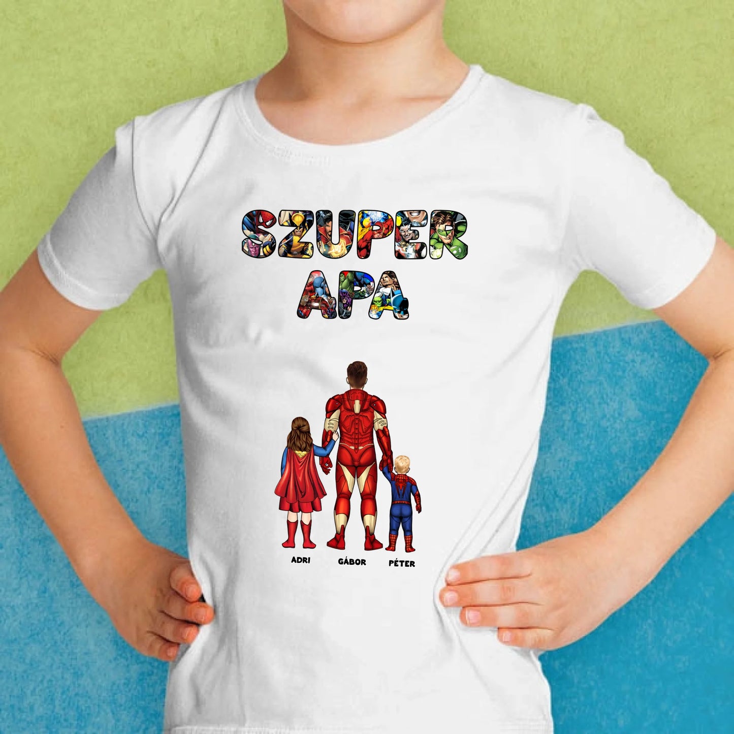 Szuper Apa és gyerekei gyerek póló
