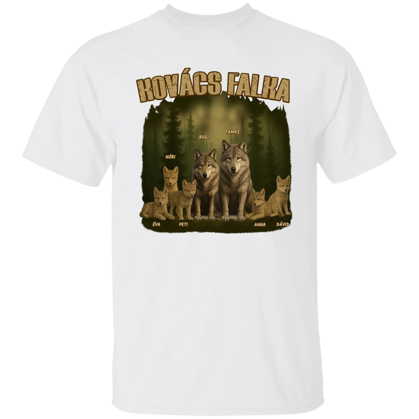Apa és Anya falkája egyedi neves akár 8 gyerekkel - férfi. női póló