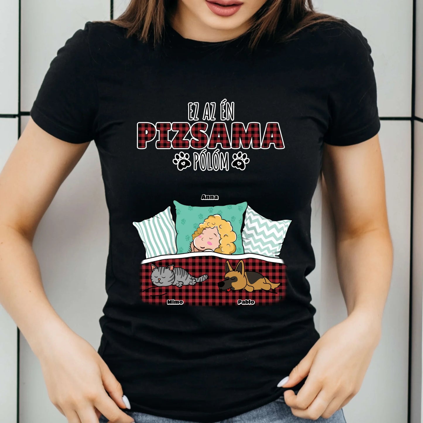 Hivatalos alvós póló egyedi gazdi és házi kedvenc design 4 - macska és kutya póló - férfi, női