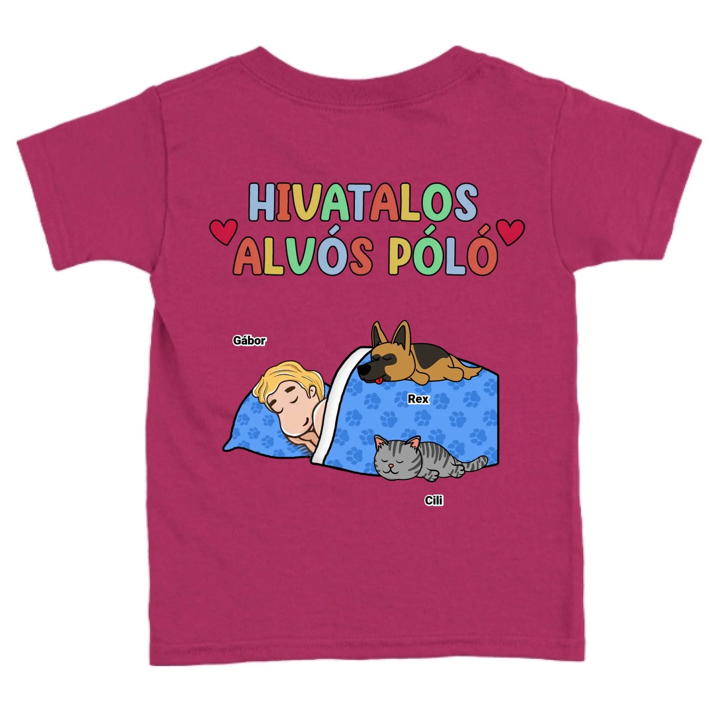 Hivatalos alvós póló egyedi gazdi és házi kedvenc macskával és kutyussal póló - férfi, női