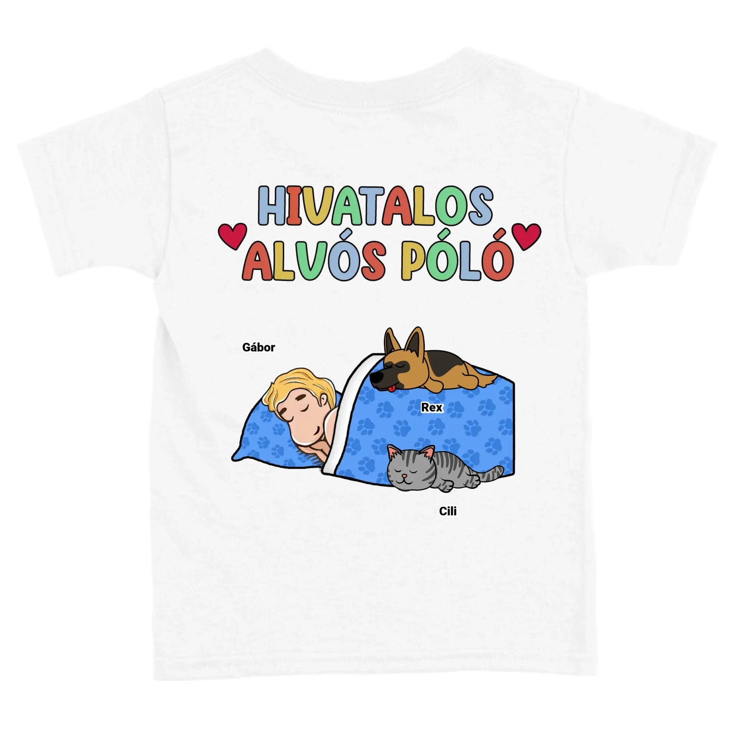 Hivatalos alvós póló egyedi gazdi és házi kedvenc macskával és kutyussal póló - férfi, női