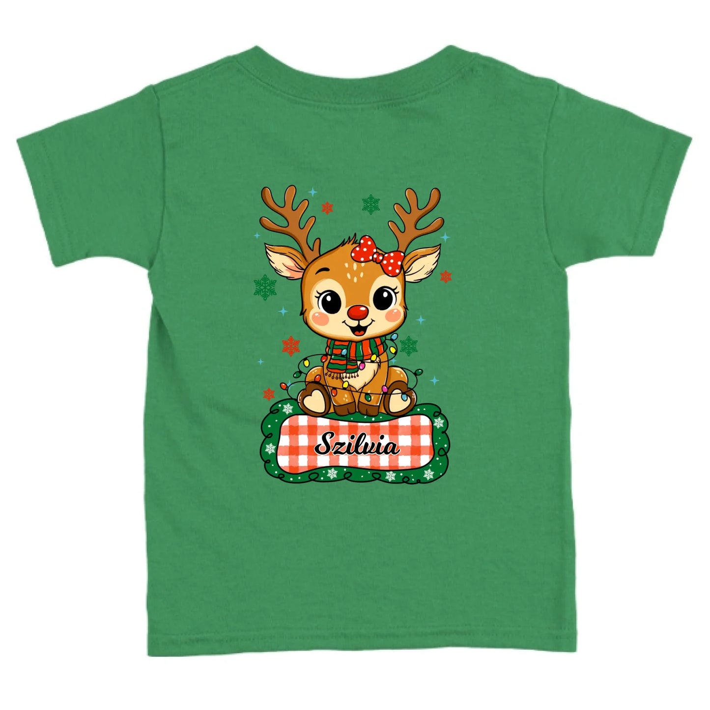 Szarvas lány és fiú karakterrel, gyerek unisex póló egyedi névvel