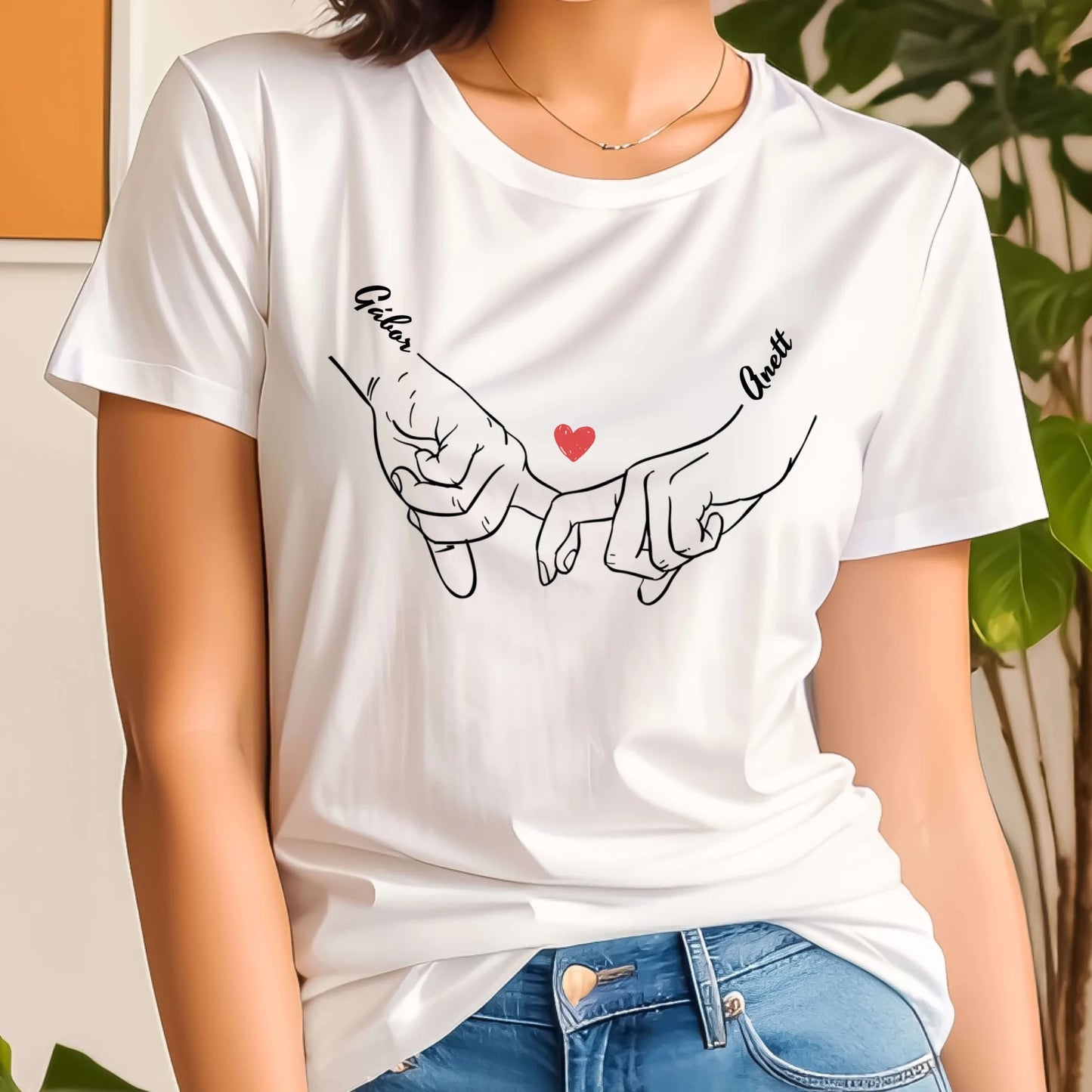 Egyedi neves szíves Couple hands póló - női, férfi