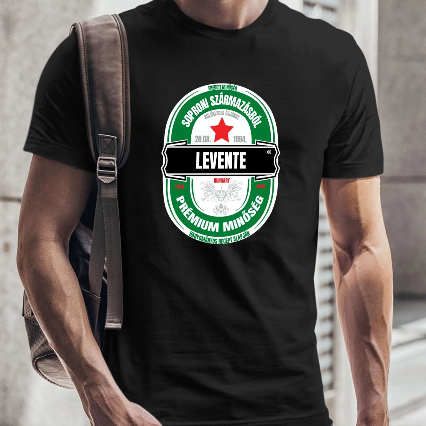 Egyedi neves sörös címkés férfi póló