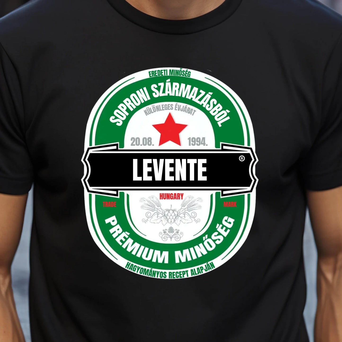 Egyedi neves sörös címkés férfi póló