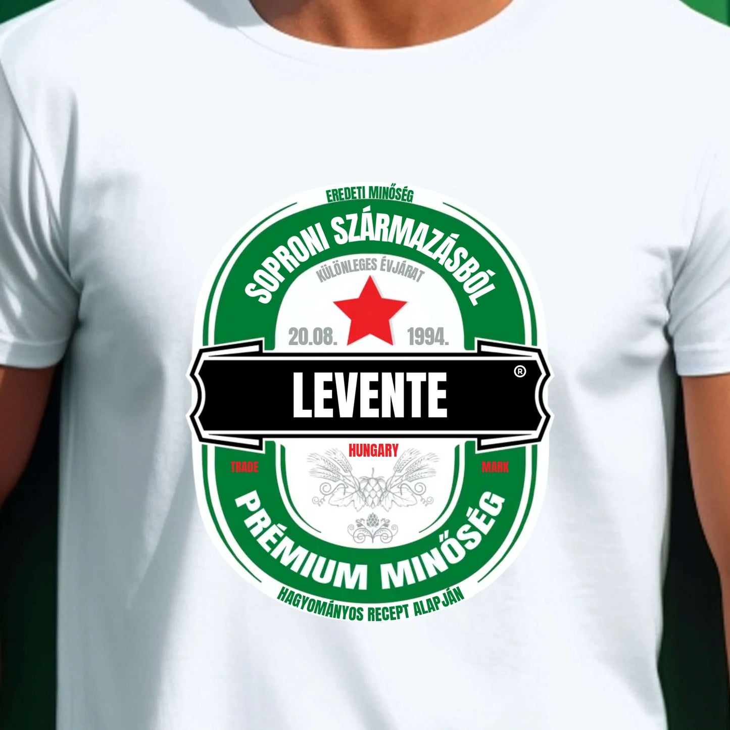 Egyedi neves sörös címkés férfi póló